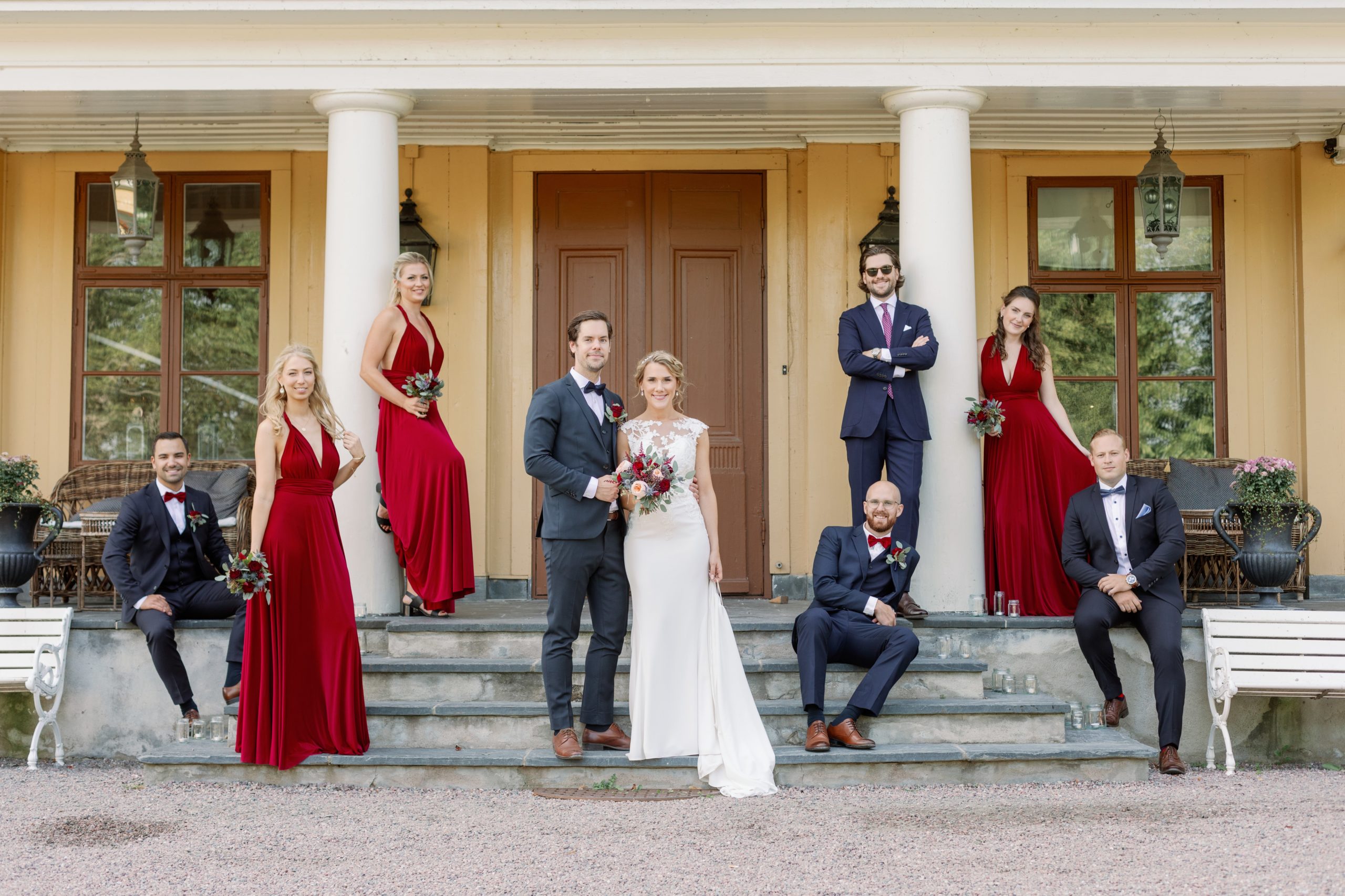 Gruppbild bröllop Krusenbergs Herrgård Uppsala