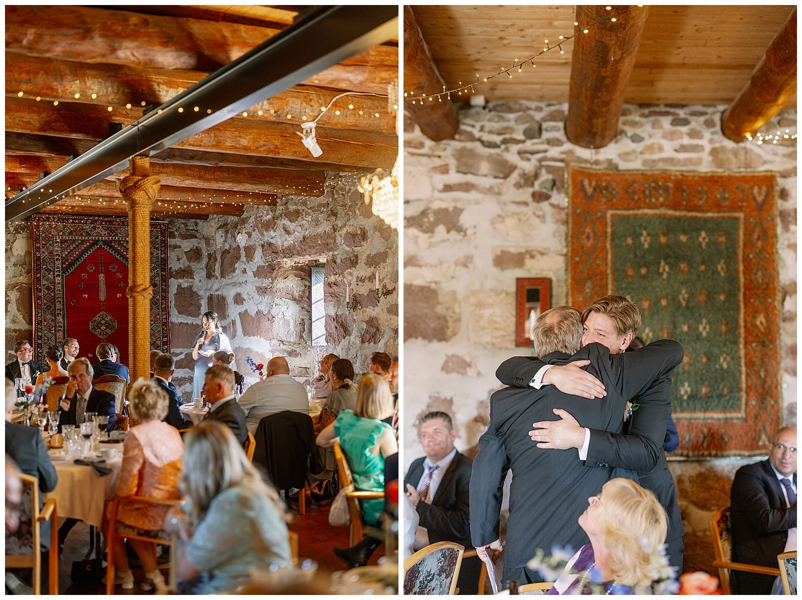 Tal och gäster under bröllopsmiddagen på Ulfsby gård på Åland.